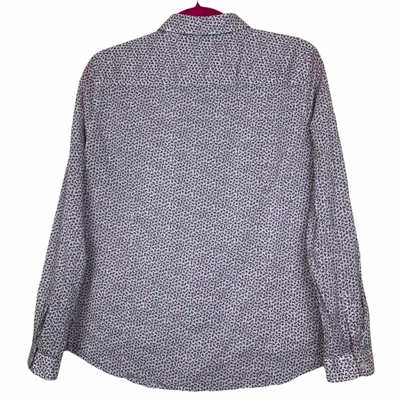 LOFT Ann Taylor Ditsy Floral Cotton Hidden Button Down Blouse Top Large Petite - Picture 6 of 8